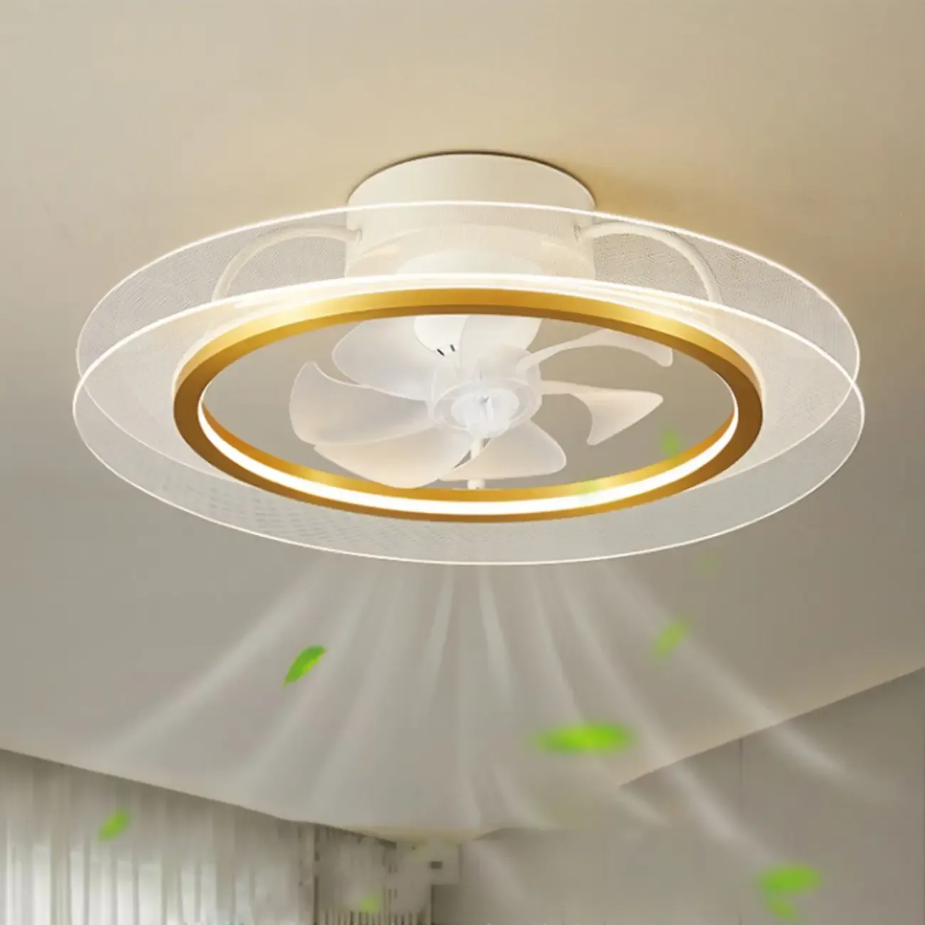 22.5-Inch Simple White Flush Mount Ceiling Fan with Light Remote