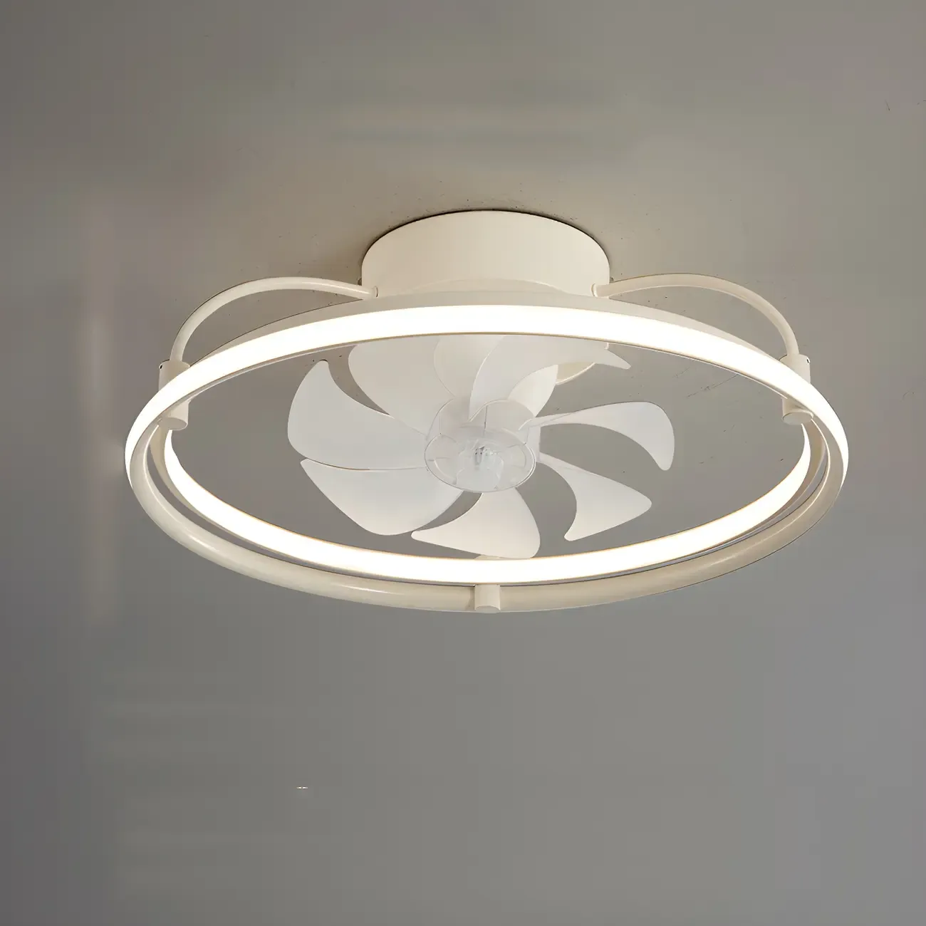22.5-Inch Simple White Flush Mount Ceiling Fan with Light Remote