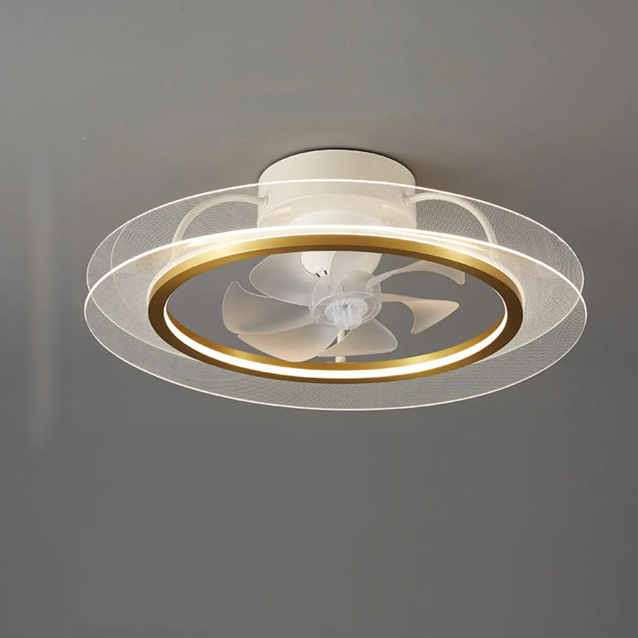 22.5-Inch Simple White Flush Mount Ceiling Fan with Light Remote | homeyfad