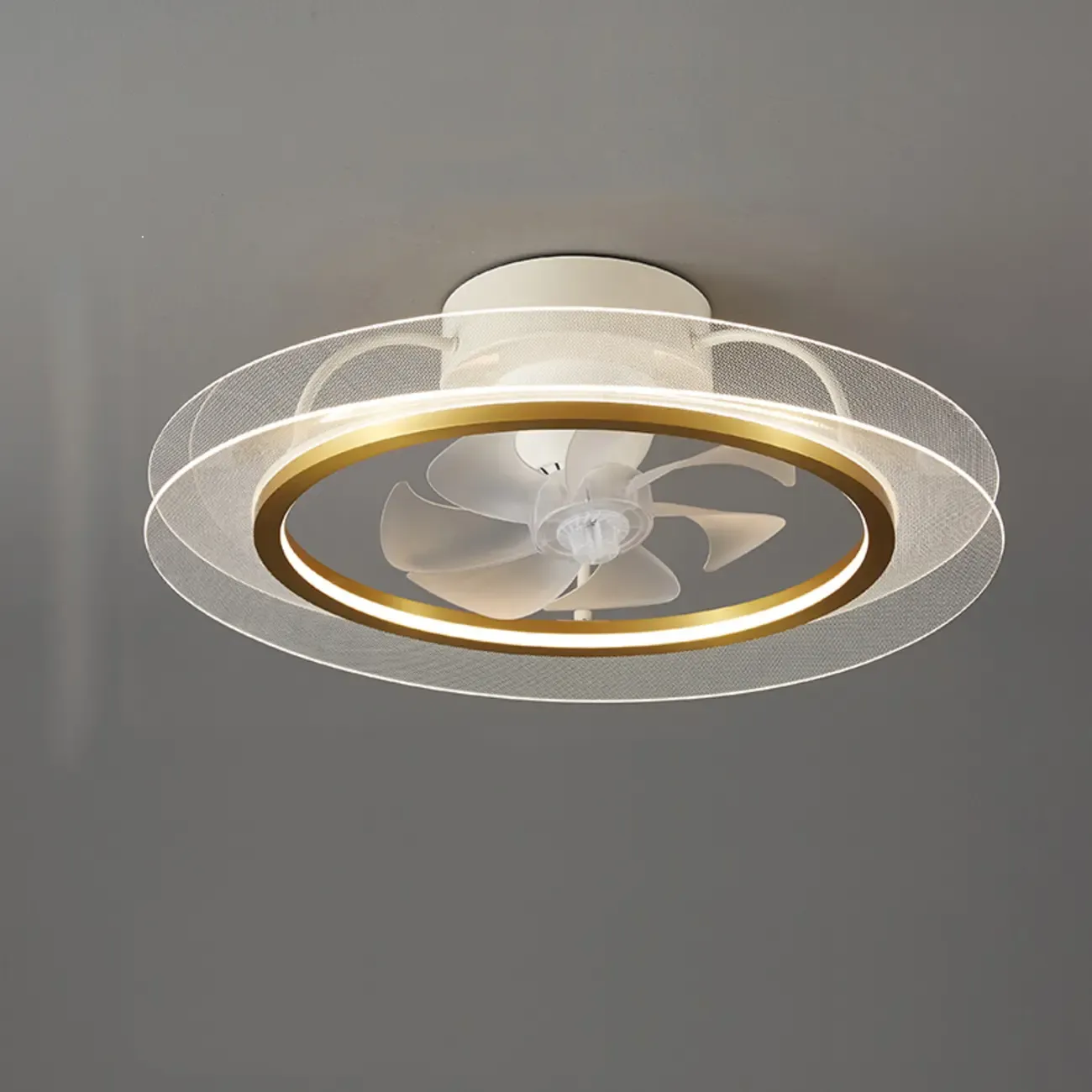 22.5-Inch Simple White Flush Mount Ceiling Fan with Light Remote