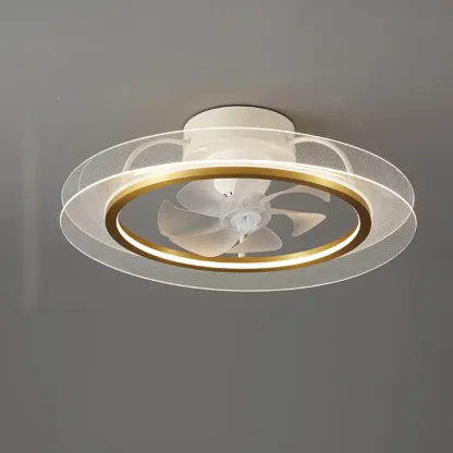 22.5-Inch Simple White Flush Mount Ceiling Fan with Light Remote