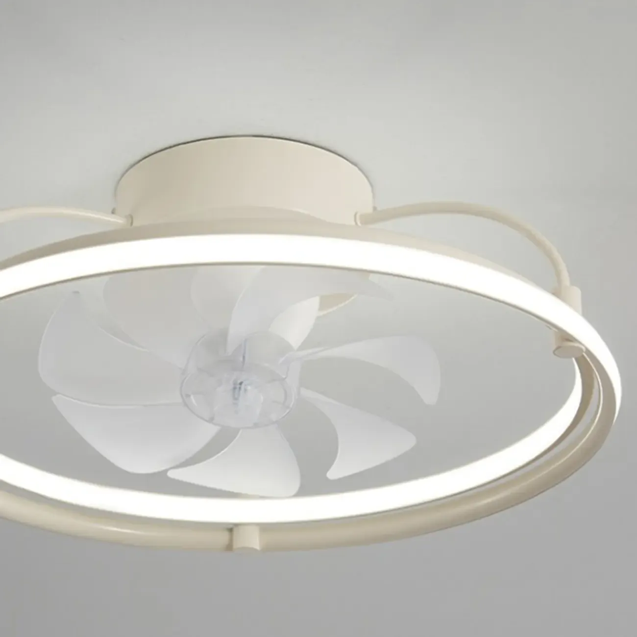 22.5-Inch Simple White Flush Mount Ceiling Fan with Light Remote