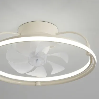 22.5-Inch Simple White Flush Mount Ceiling Fan with Light Remote