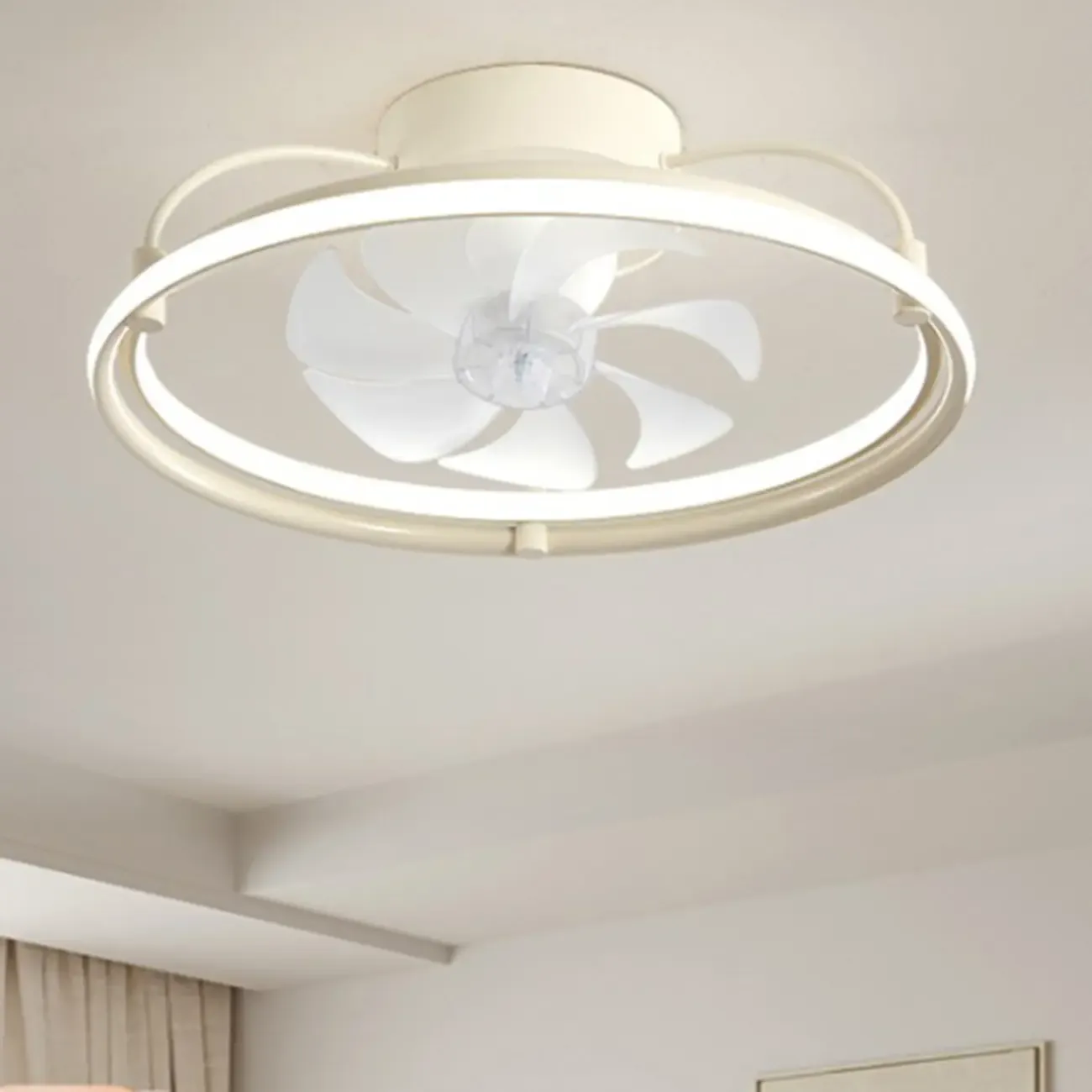 22.5-Inch Simple White Flush Mount Ceiling Fan with Light Remote
