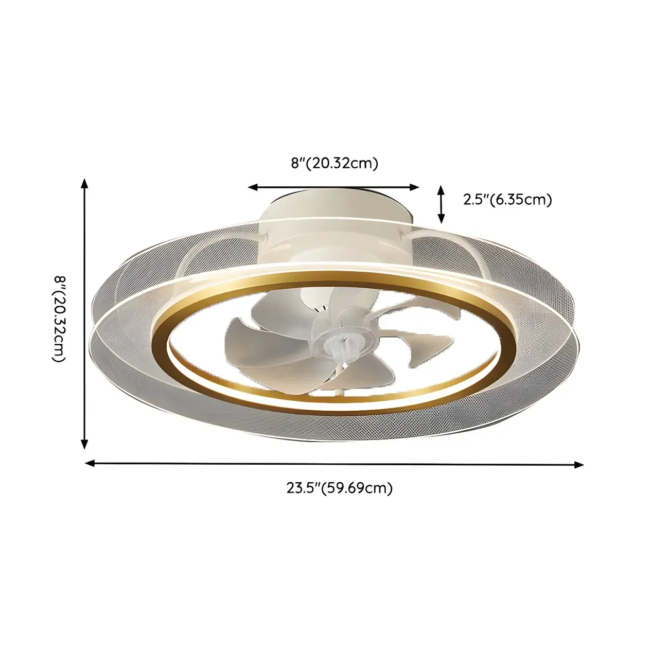 22.5-Inch Simple White Flush Mount Ceiling Fan with Light Remote