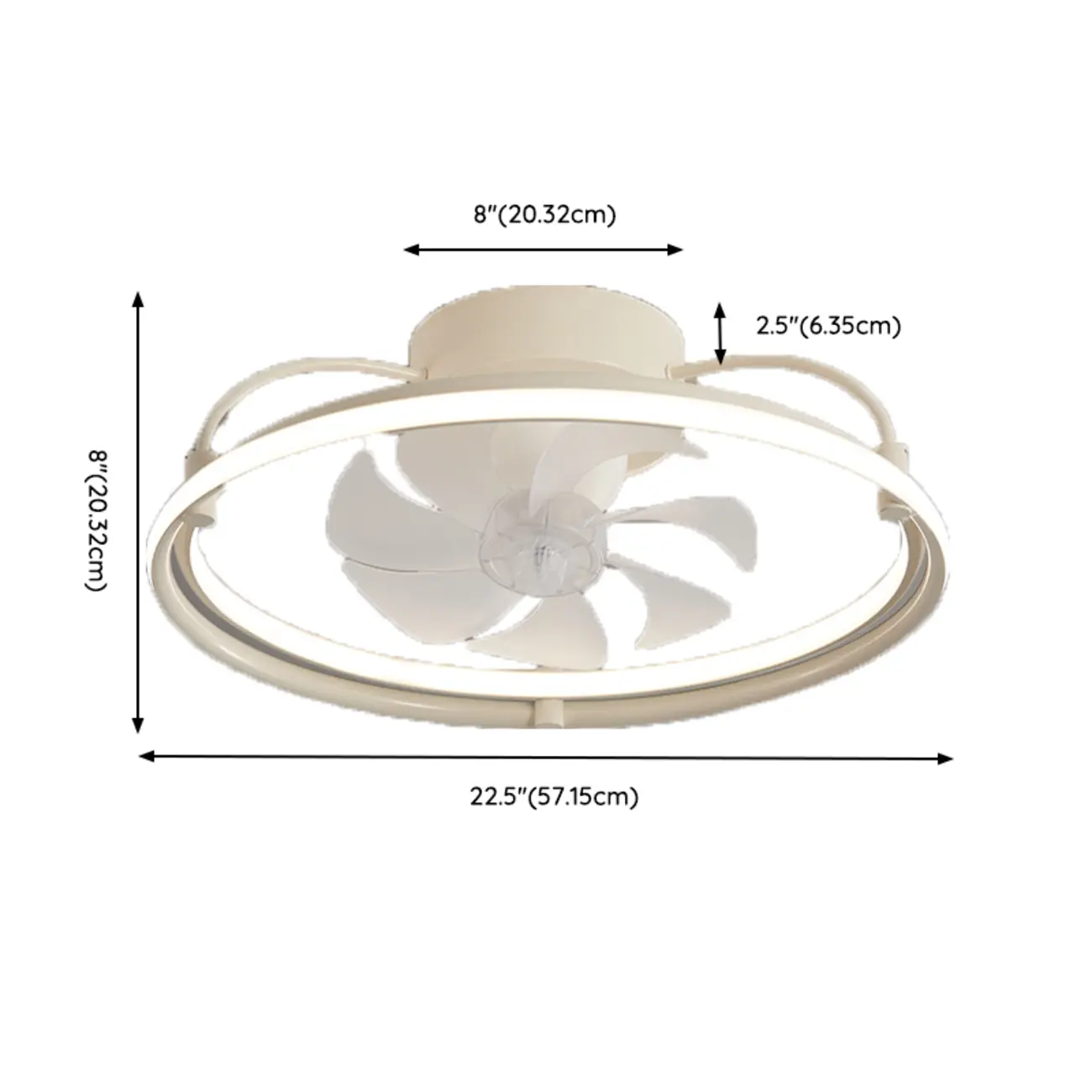 22.5-Inch Simple White Flush Mount Ceiling Fan with Light Remote | homeyfad