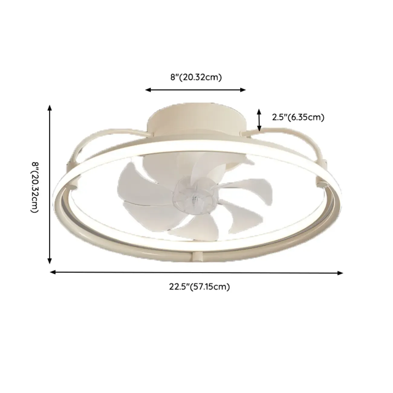 22.5-Inch Simple White Flush Mount Ceiling Fan with Light Remote