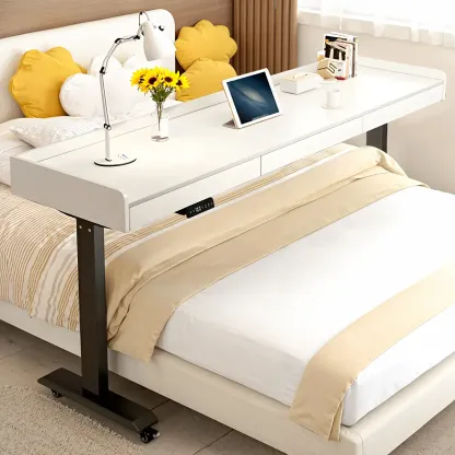 Adjustable Modern Wooden Overbed Table T-Shape Image - 8