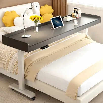 Adjustable Modern Wooden Overbed Table T-Shape Image - 11