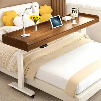 Adjustable Modern Wooden Overbed Table T-Shape Image - 13