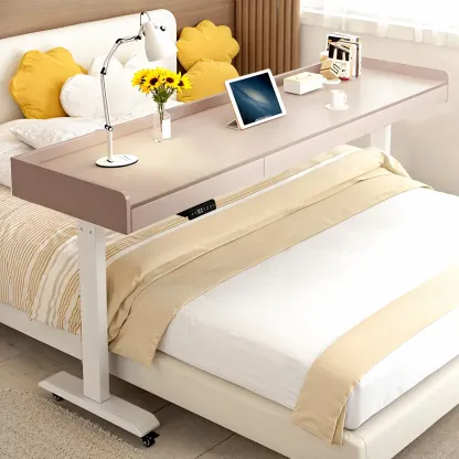 Adjustable Modern Wooden Overbed Table T-Shape Image - 14