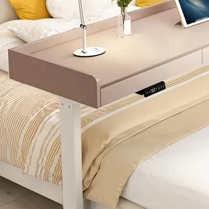 Adjustable Modern Wooden Overbed Table T-Shape Image - 2