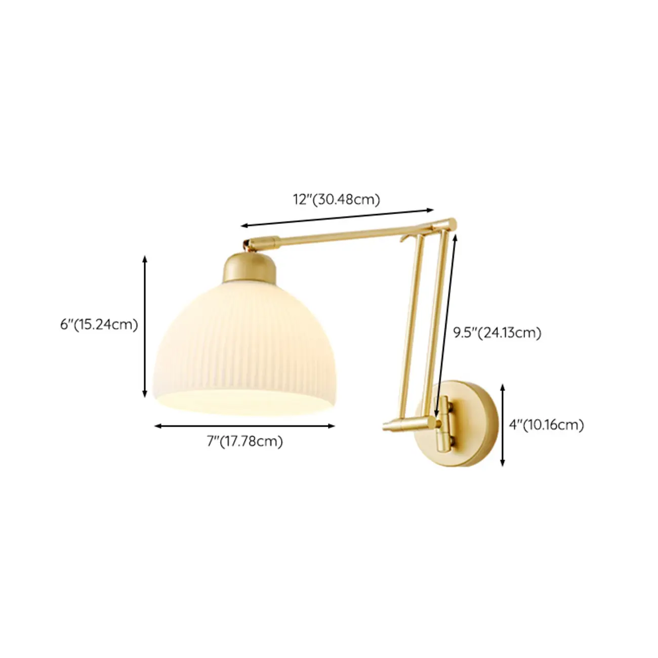 Modern Gold Adjustable Swing Arm Wall Light with White Shade #size | homeyfad