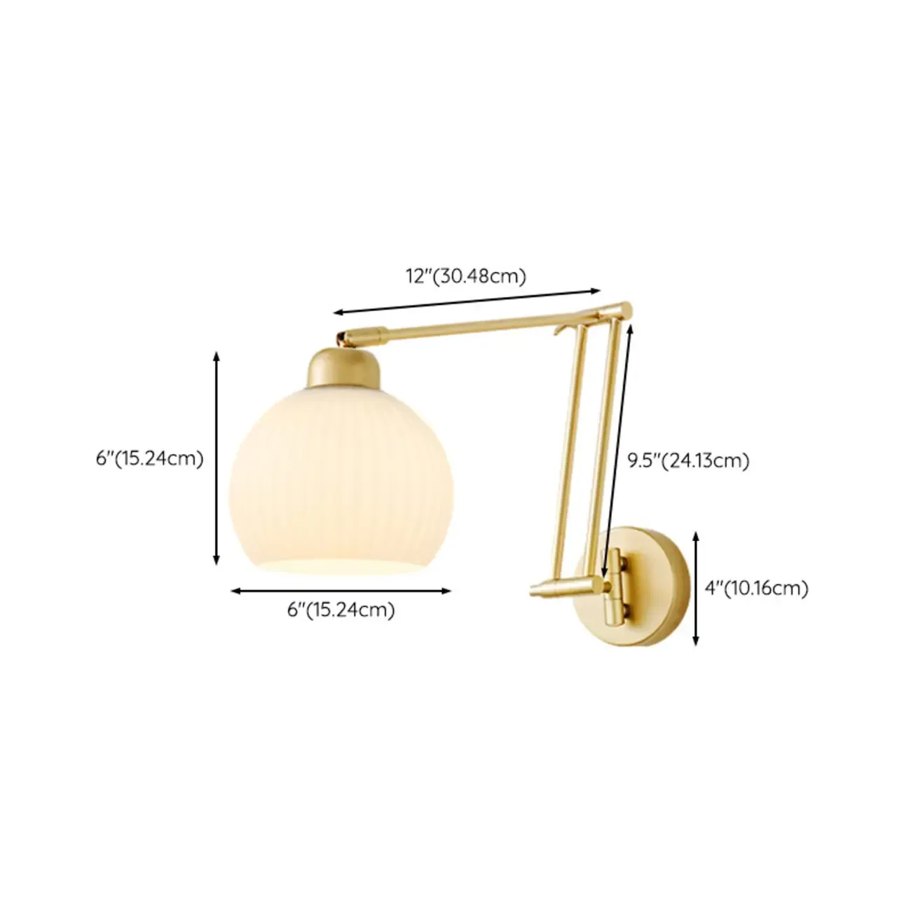 Modern Gold Adjustable Swing Arm Wall Light with White Shade Image - 13