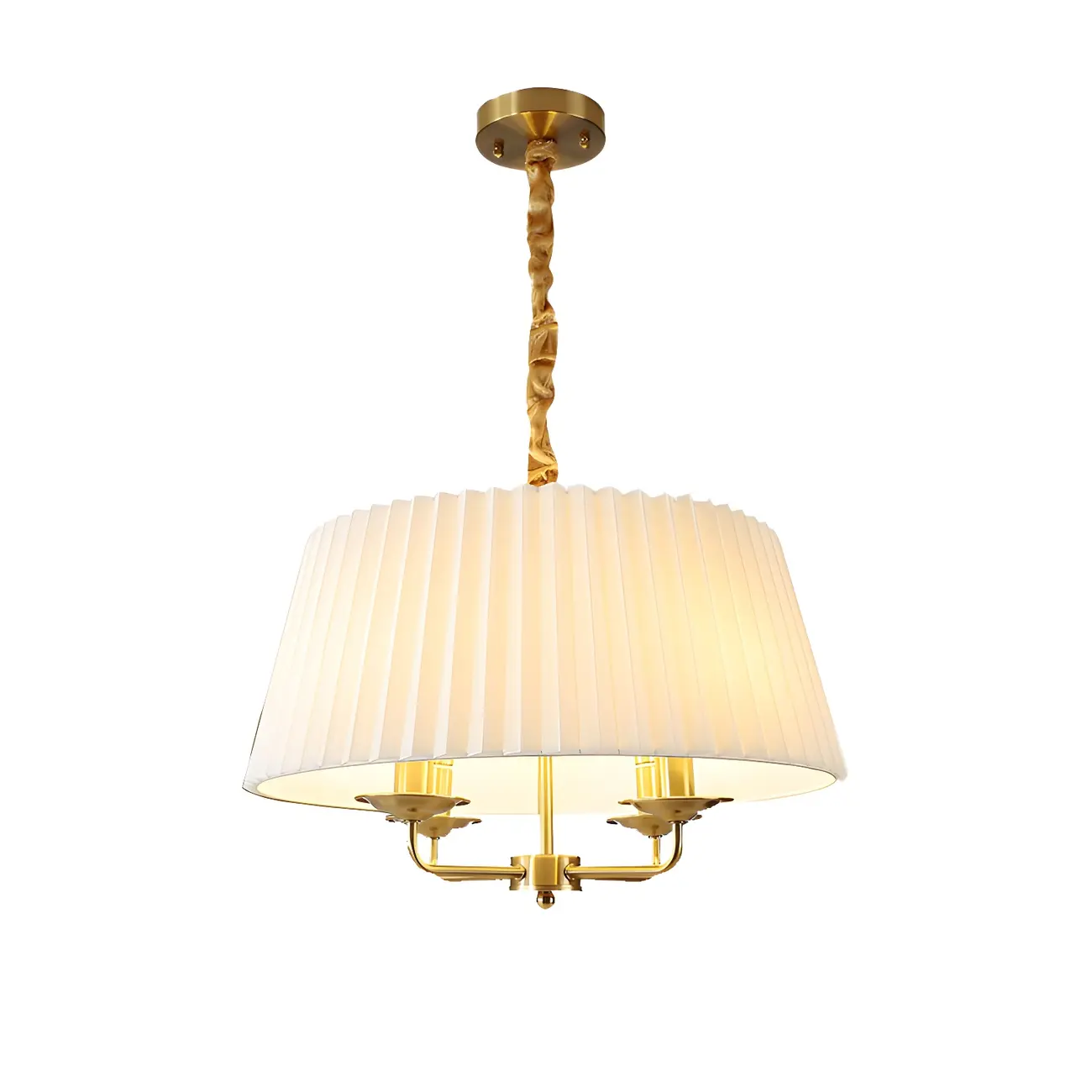 Gold Drum Metal Modern Chic Pleated Chandelier Light Image - 10 | homeyfad
