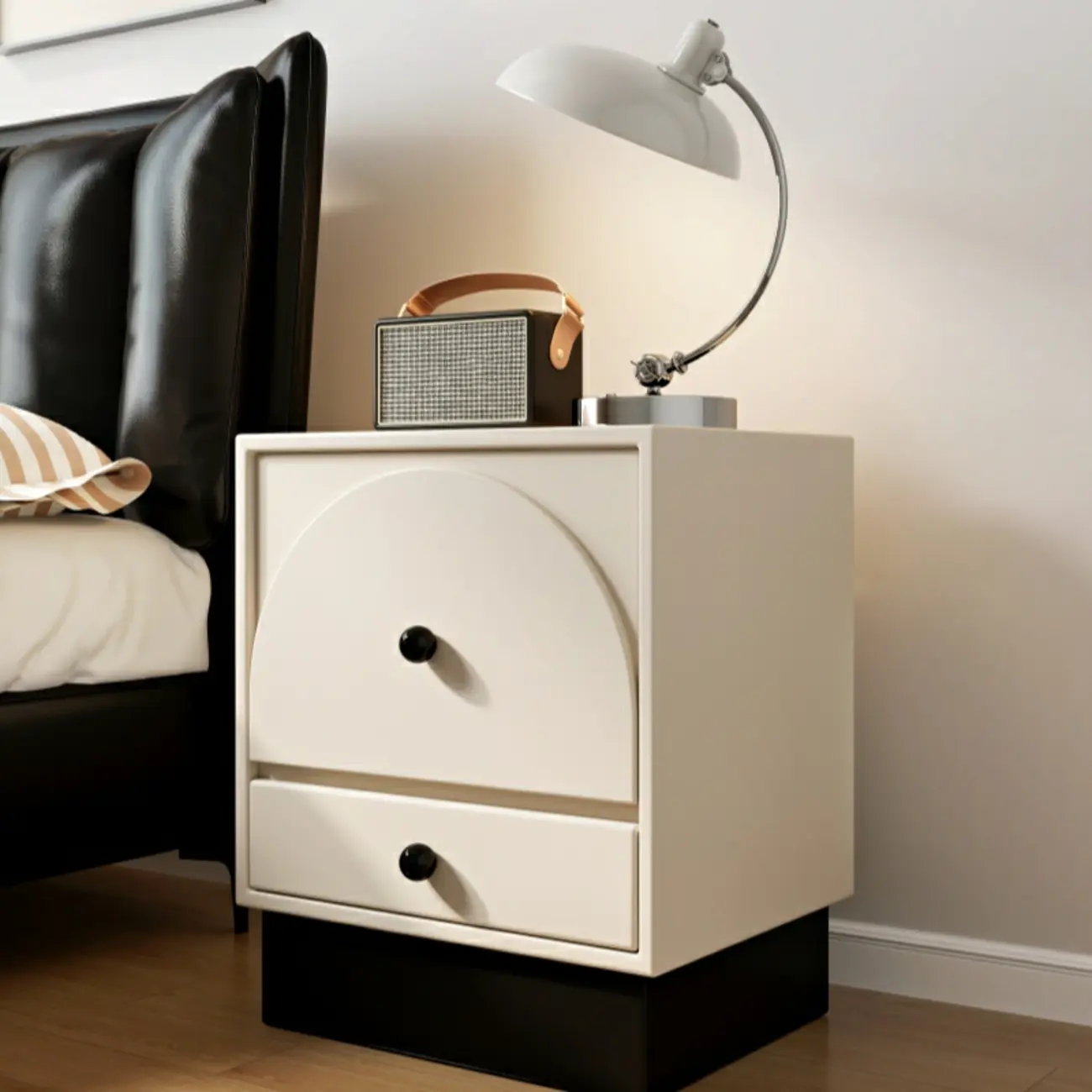2 Drawers Modern Wood Off-White Nightstand Image - 2 | homeyfad