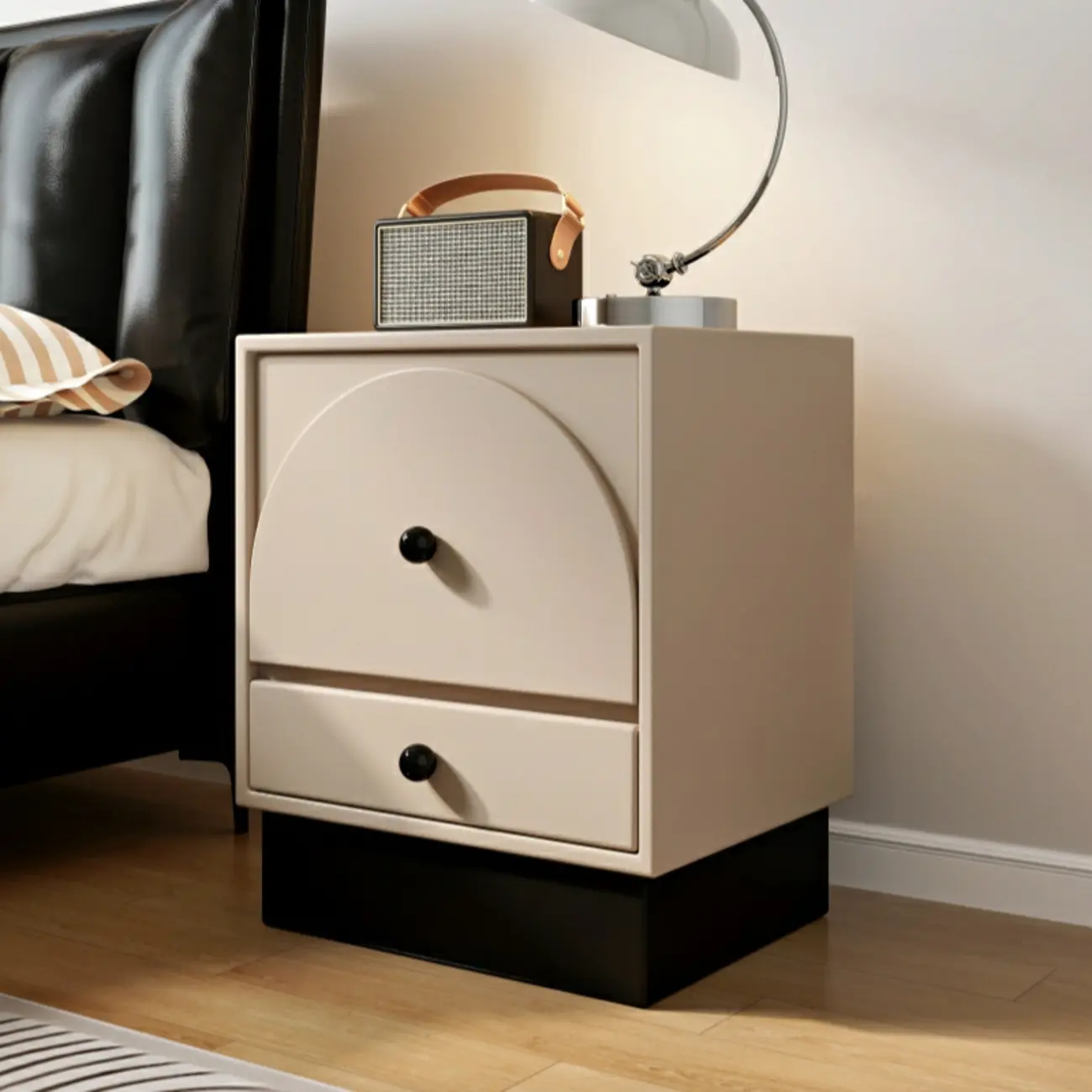 2 Drawers Modern Wood Off-White Nightstand Image - 4 | homeyfad