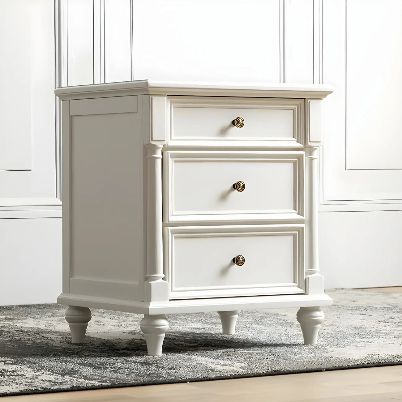 Traditional Ash Wood Nut-Brown 3-Drawer Bedroom Nightstand Image - 4 | homeyfad