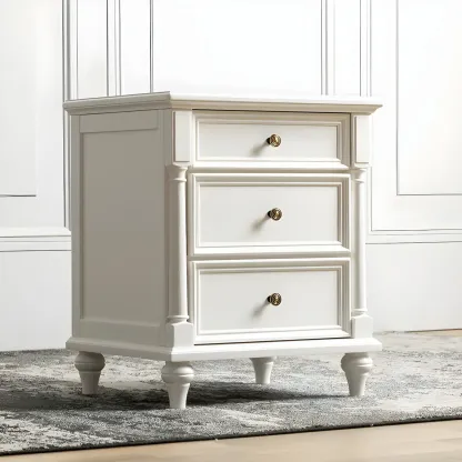 Traditional Ash Wood Nut-Brown 3-Drawer Bedroom Nightstand Image - 4