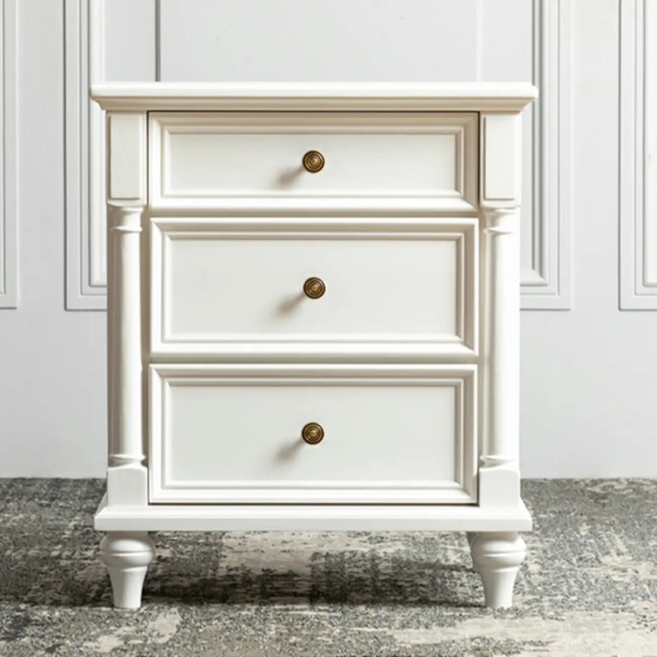 Traditional Ash Wood Nut-Brown 3-Drawer Bedroom Nightstand Image - 5 | homeyfad