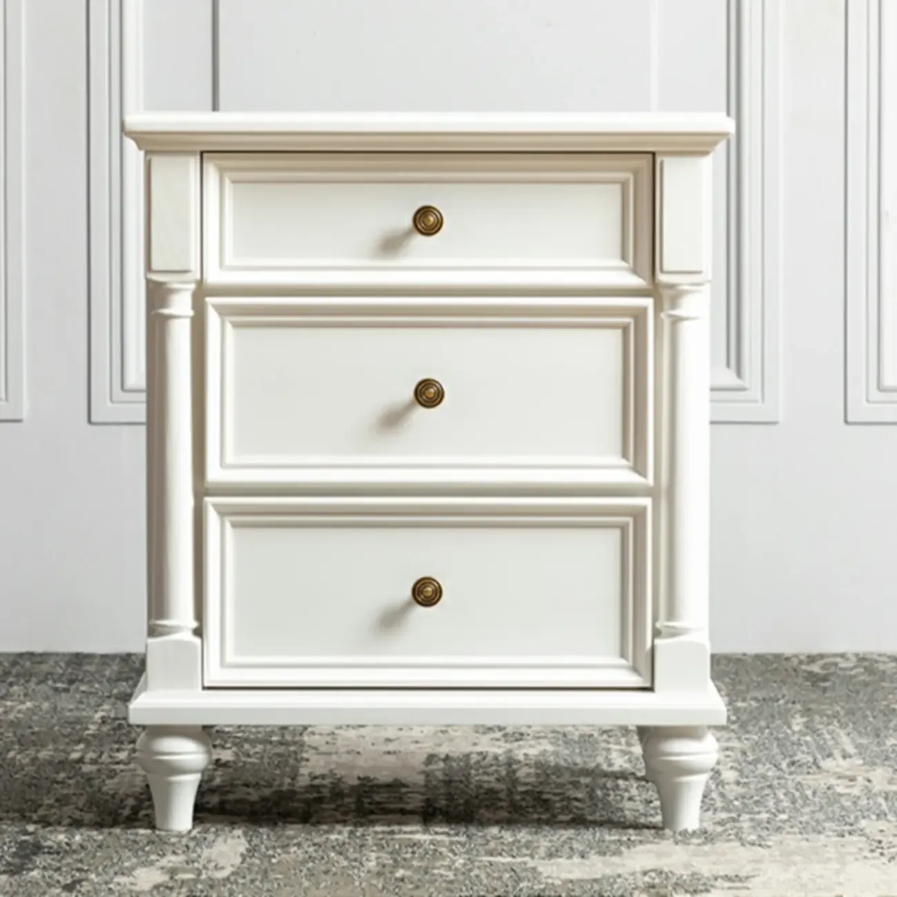 Traditional Ash Wood Nut-Brown 3-Drawer Bedroom Nightstand Image - 5