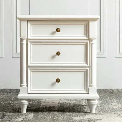 Traditional Ash Wood Nut-Brown 3-Drawer Bedroom Nightstand Image - 5