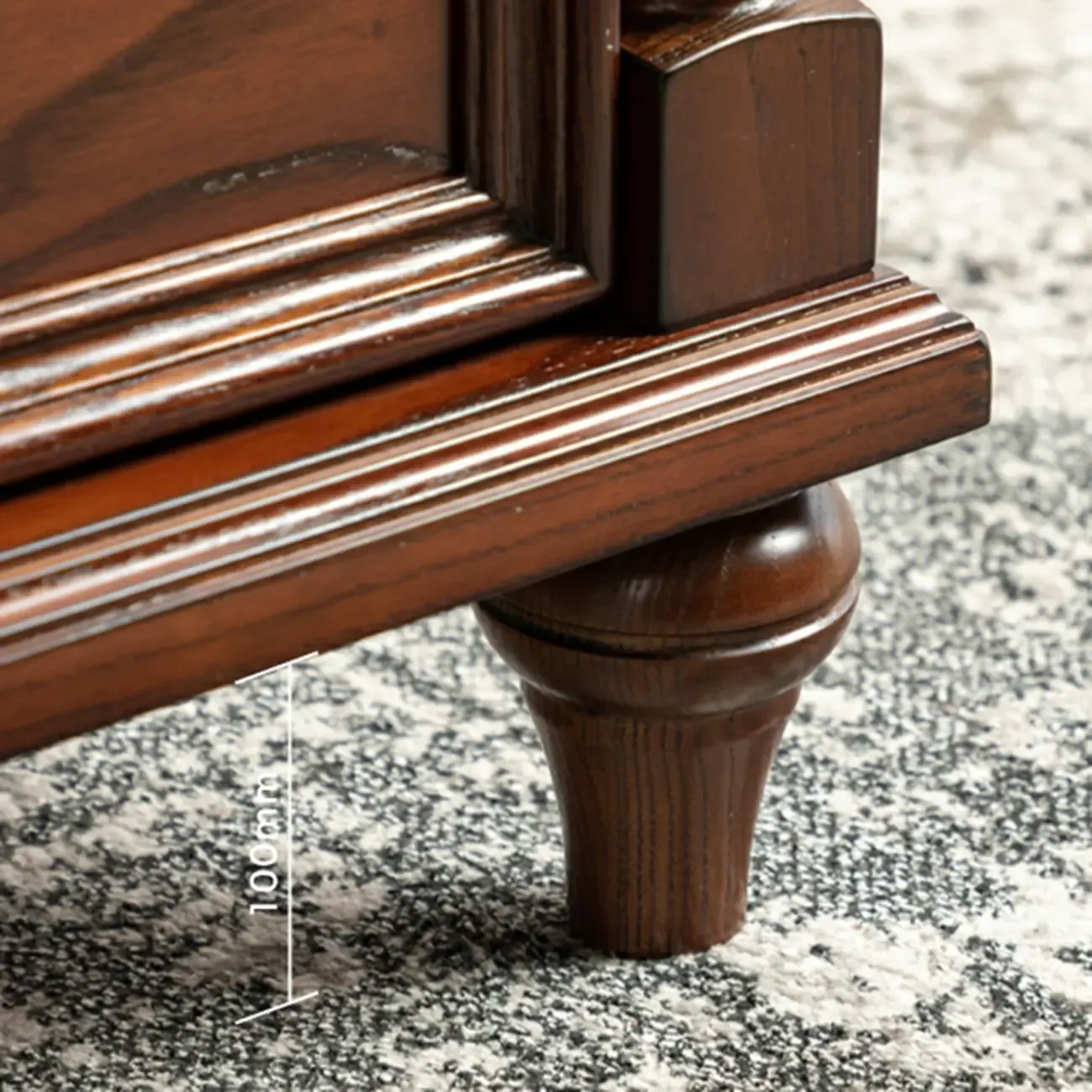 Traditional Ash Wood Nut-Brown 3-Drawer Bedroom Nightstand Image - 12