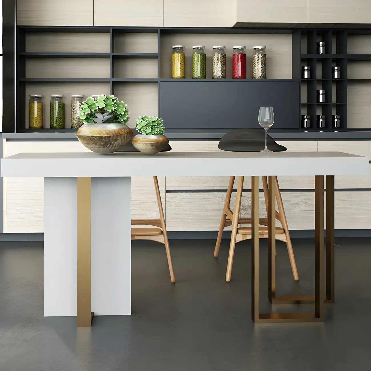 Glam White Faux Marble Gold Legs Bar Tables Image - 1 | homeyfad