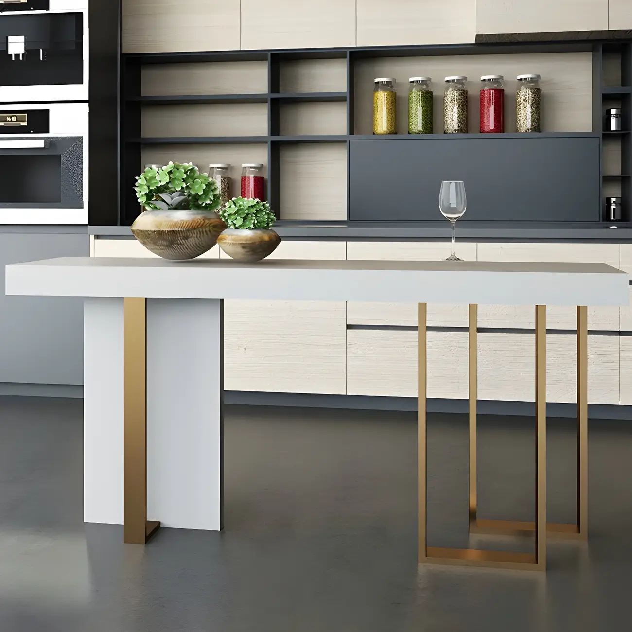 Glam White Faux Marble Gold Legs Bar Tables Image - 2 | homeyfad