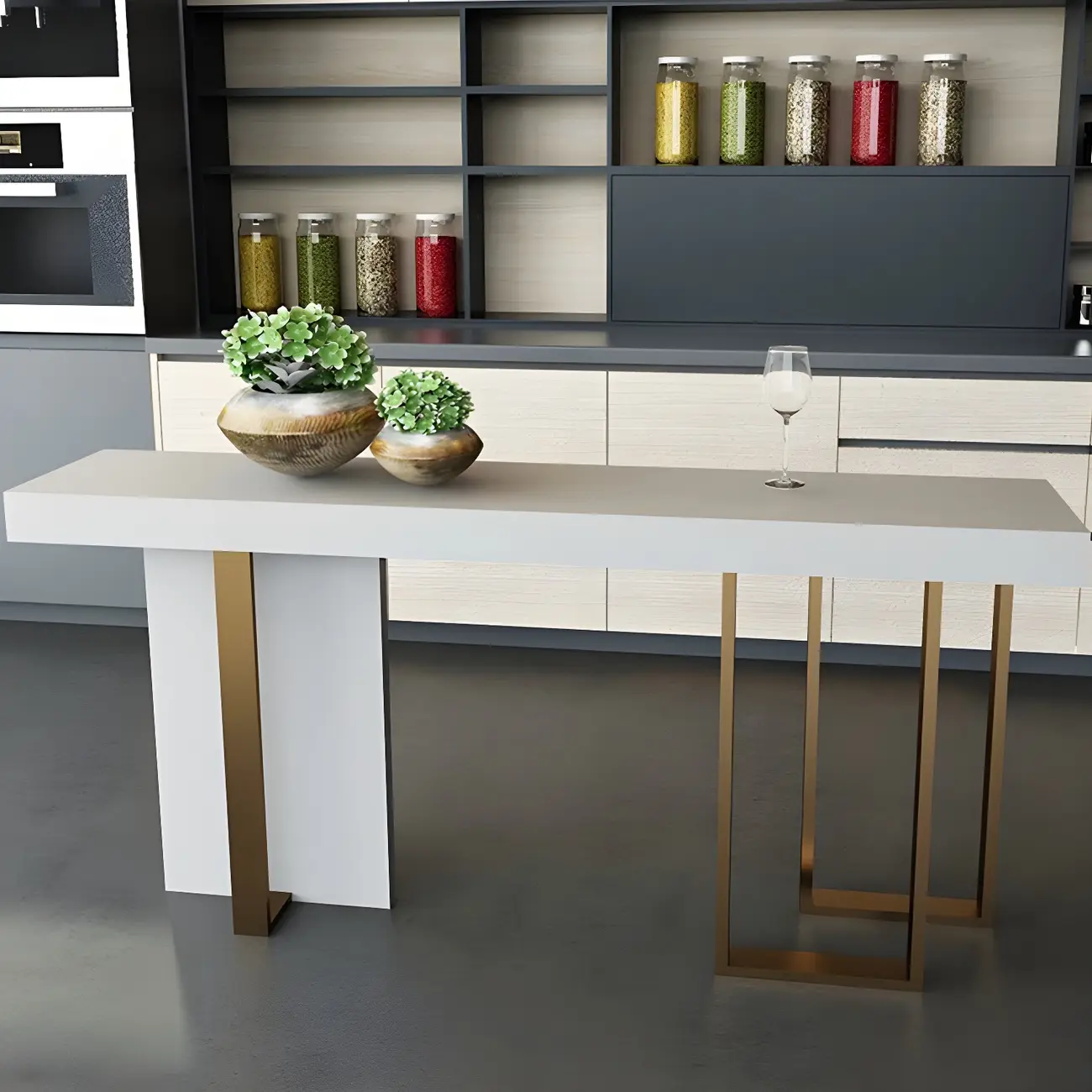 Glam White Faux Marble Gold Legs Bar Tables Image - 3 | homeyfad