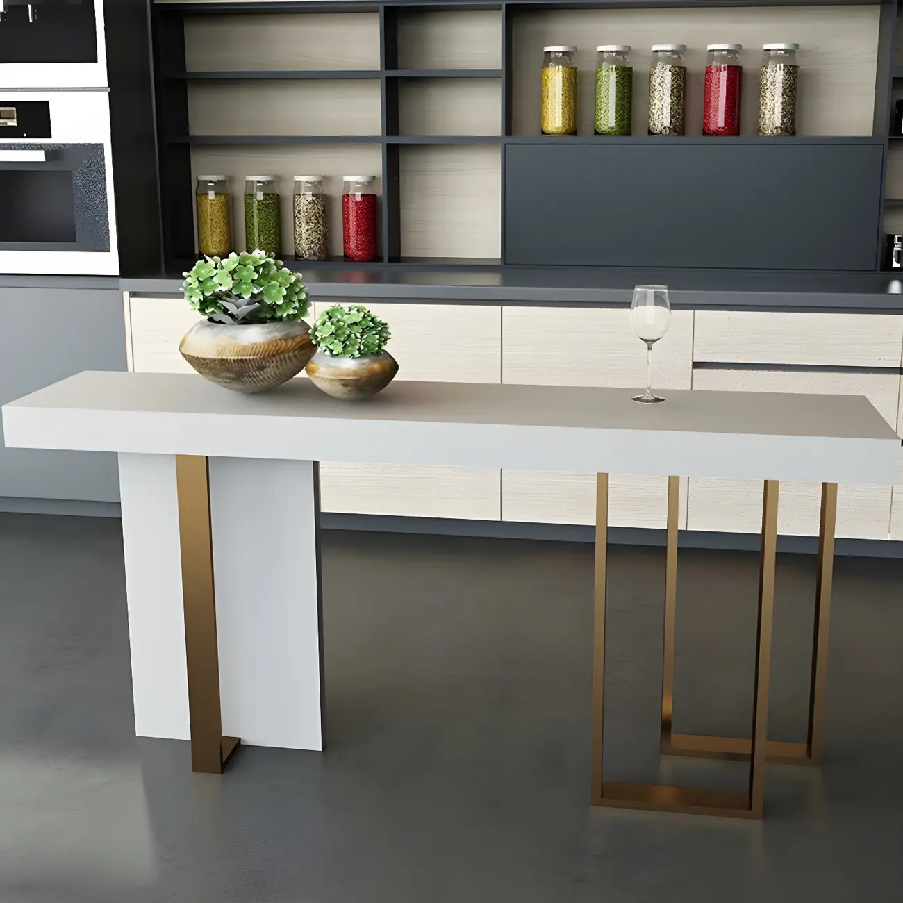 Glam White Faux Marble Gold Legs Bar Tables Image - 4 | homeyfad