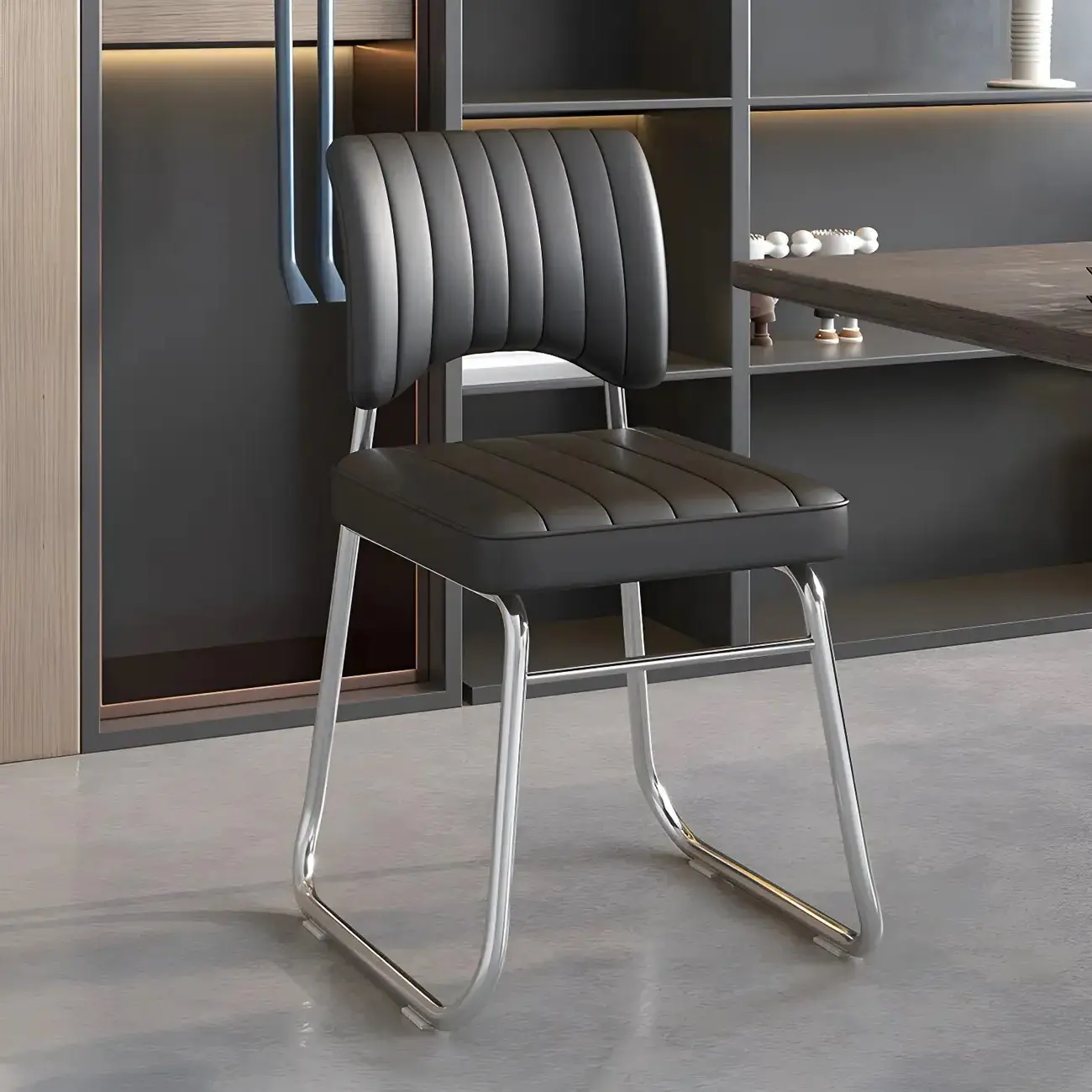 Modern Black Steel Leather Upholstered Office Chair Image - 1 | homeyfad