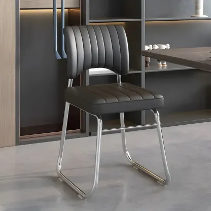 Modern Black Steel Leather Upholstered Office Chair Image - 1