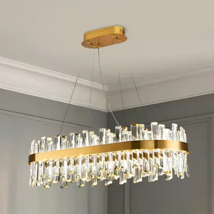 Adjustable Modern Crystal Oval Chandelier for Kitchen Image - 5