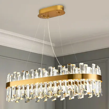 Adjustable Modern Crystal Oval Chandelier for Kitchen Image - 7