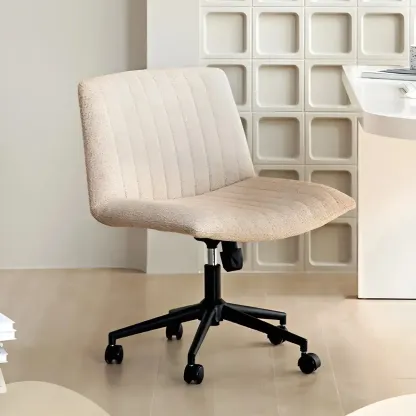 Modern Cream Leather Adjustable Swivel Side Chair Image - 4