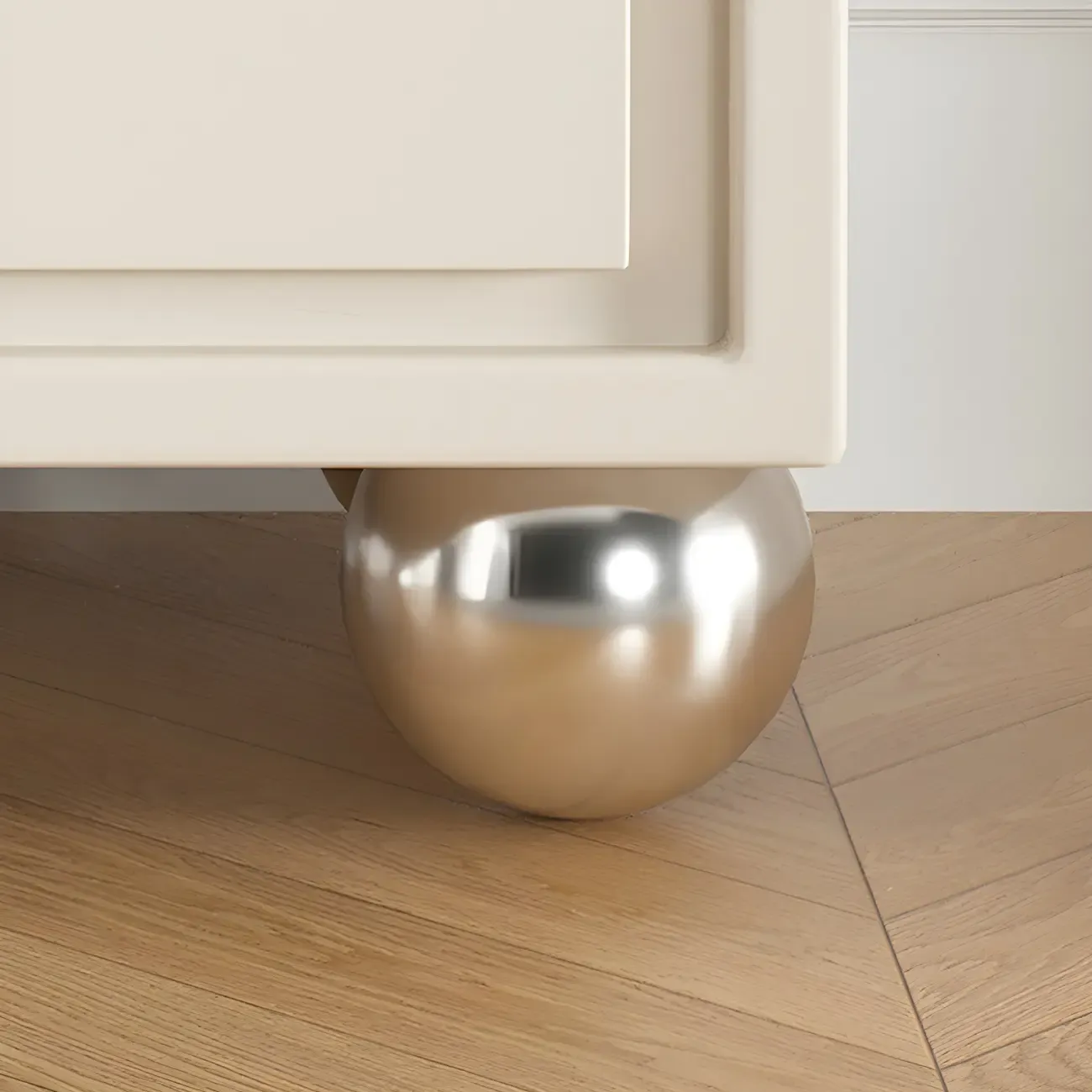 Narrow Off-White Faux Leather 2 Drawers Nightstand Image - 9