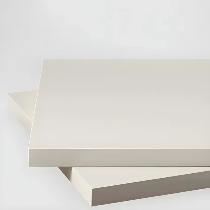 Narrow Off-White Faux Leather 2 Drawers Nightstand Image - 15