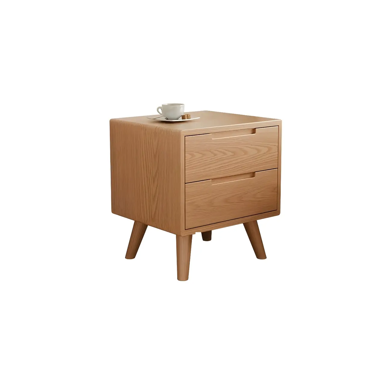 Small Modern Brown Rubberwood Shelf & Drawer Nightstand Image - 13 | homeyfad