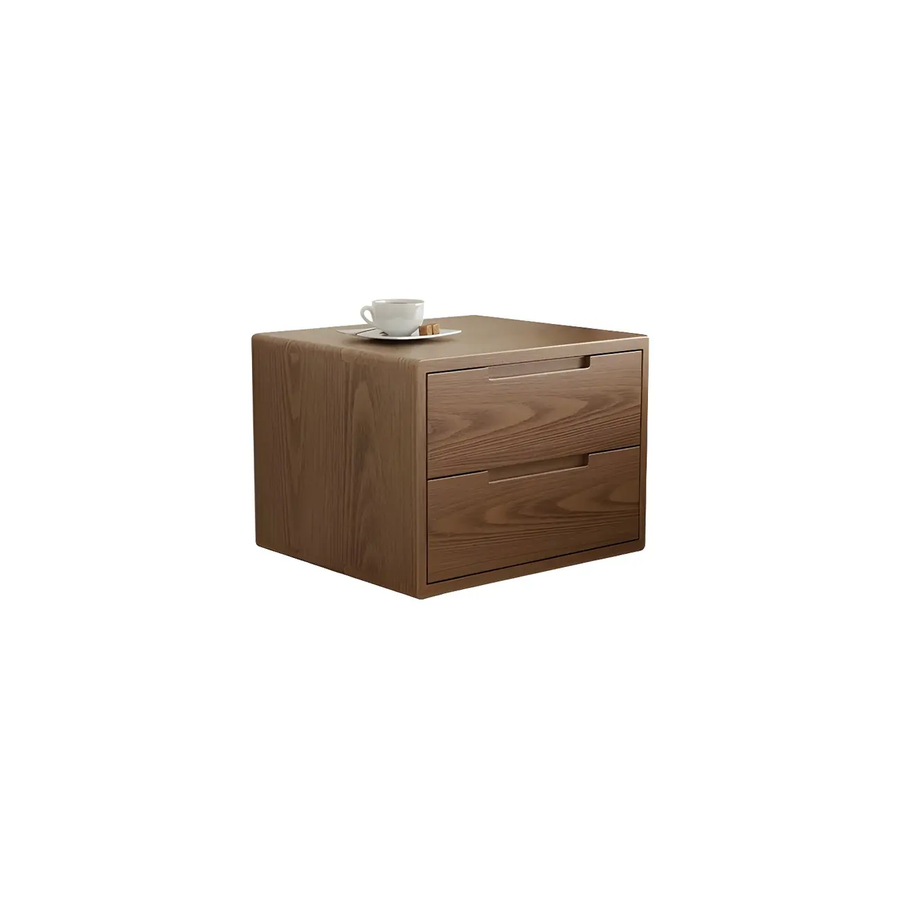 Small Modern Brown Rubberwood Shelf & Drawer Nightstand Image - 15 | homeyfad