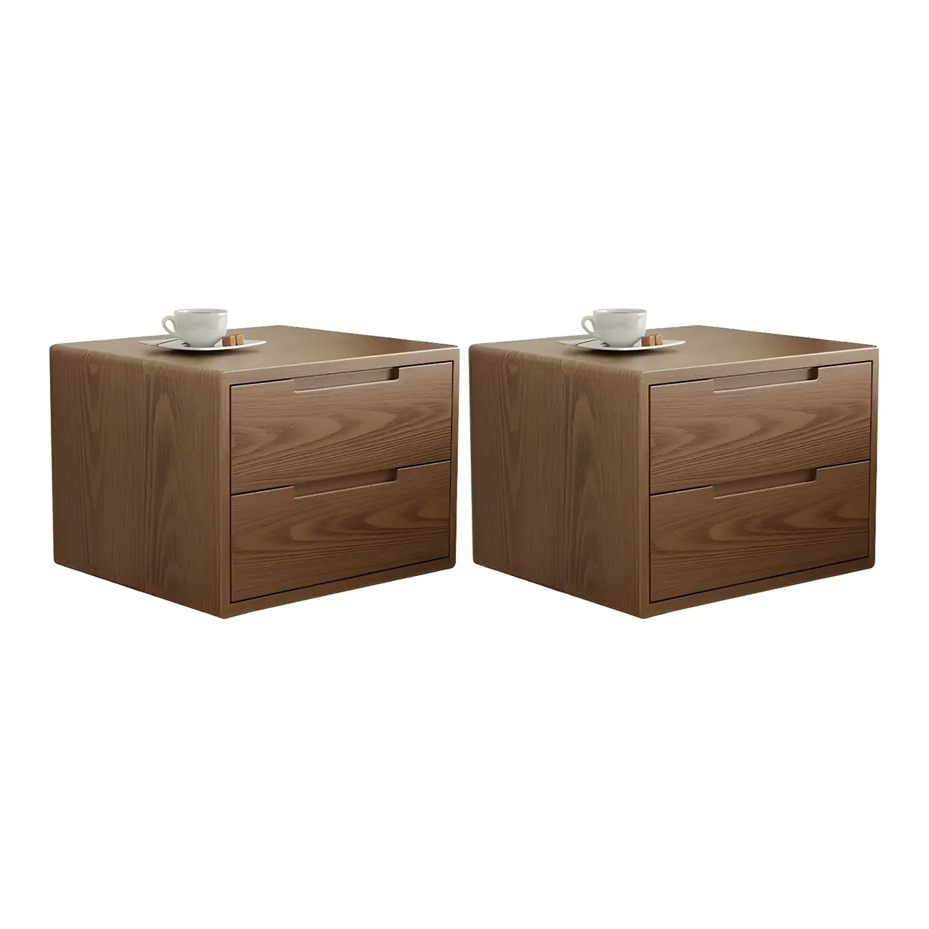 Small Modern Brown Rubberwood Shelf & Drawer Nightstand Image - 18 | homeyfad