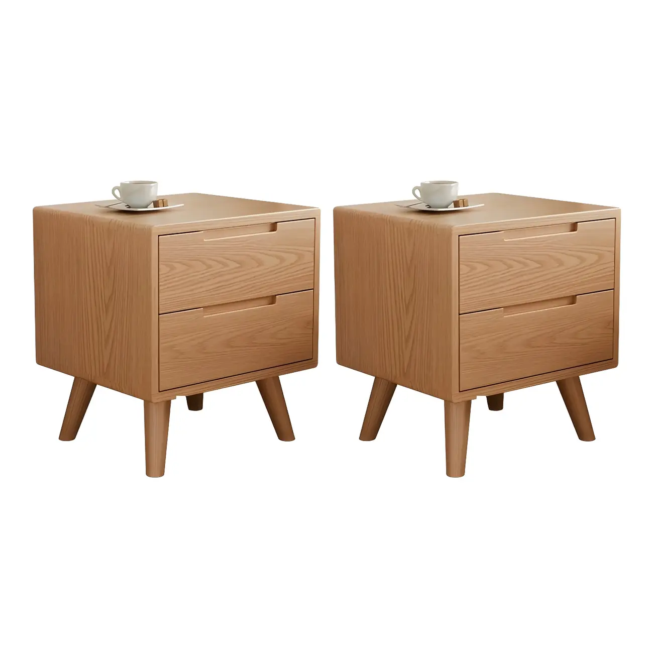 Small Modern Brown Rubberwood Shelf & Drawer Nightstand Image - 22 | homeyfad