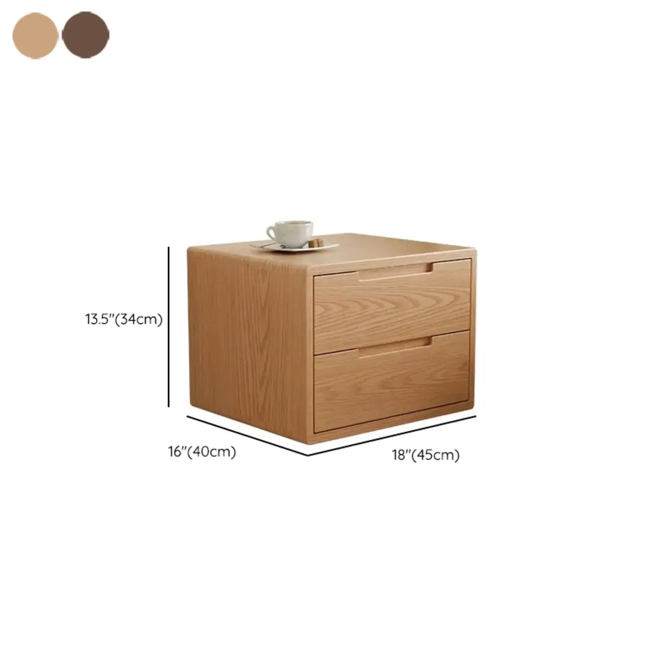 Small Modern Brown Rubberwood Shelf & Drawer Nightstand Image - 24