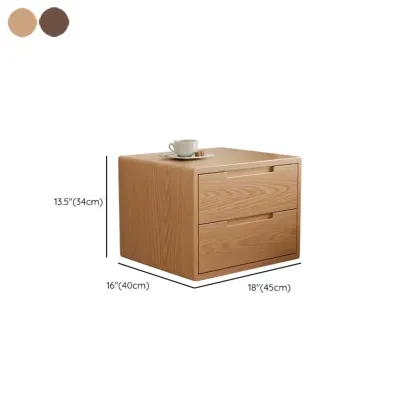 Small Modern Brown Rubberwood Shelf & Drawer Nightstand Image - 24