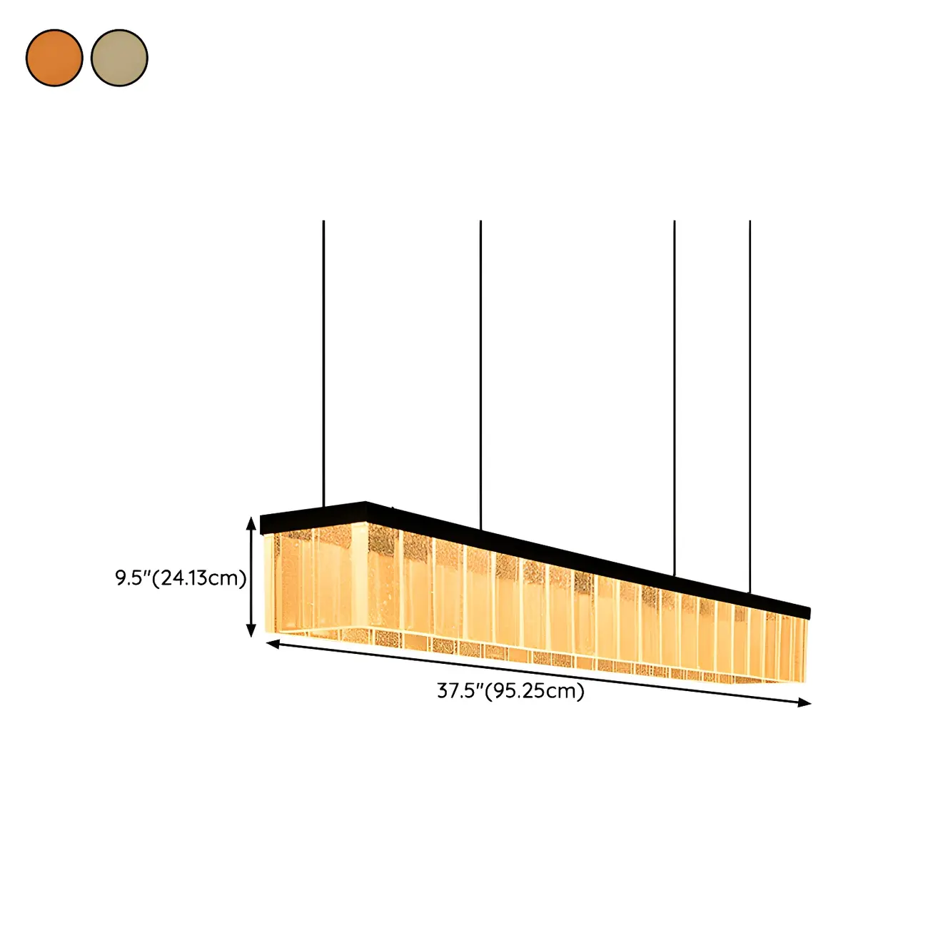Modern Rectangle LED Island Light Adjustable for Kitchen #size