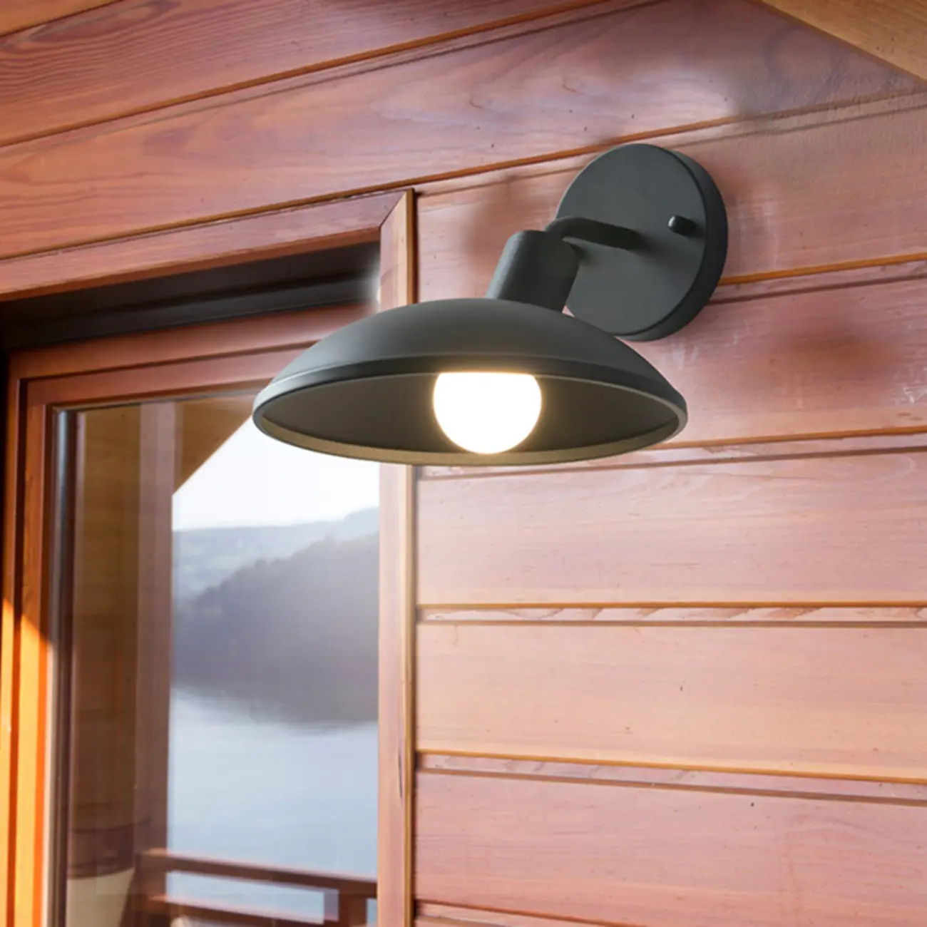 Mini Modern Metal Black Dome LED Outdoor Wall Light | homeyfad