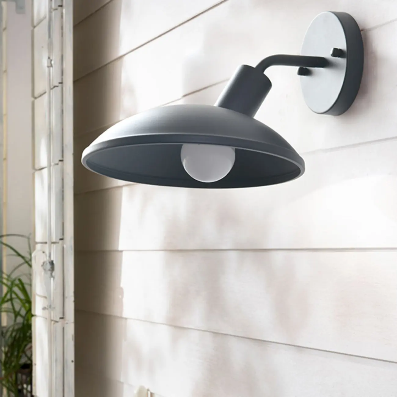 Mini Modern Metal Black Dome LED Outdoor Wall Light | homeyfad