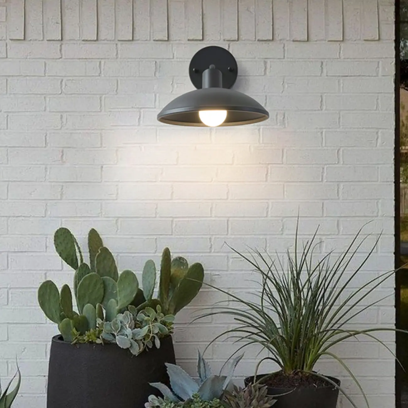 Mini Modern Metal Black Dome LED Outdoor Wall Light | homeyfad