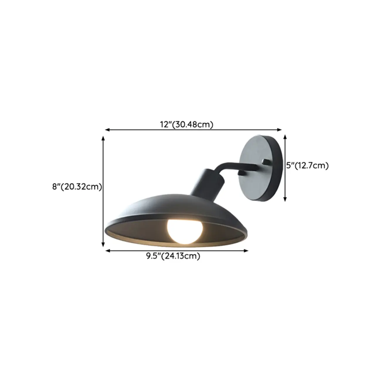 Mini Modern Metal Black Dome LED Outdoor Wall Light | homeyfad