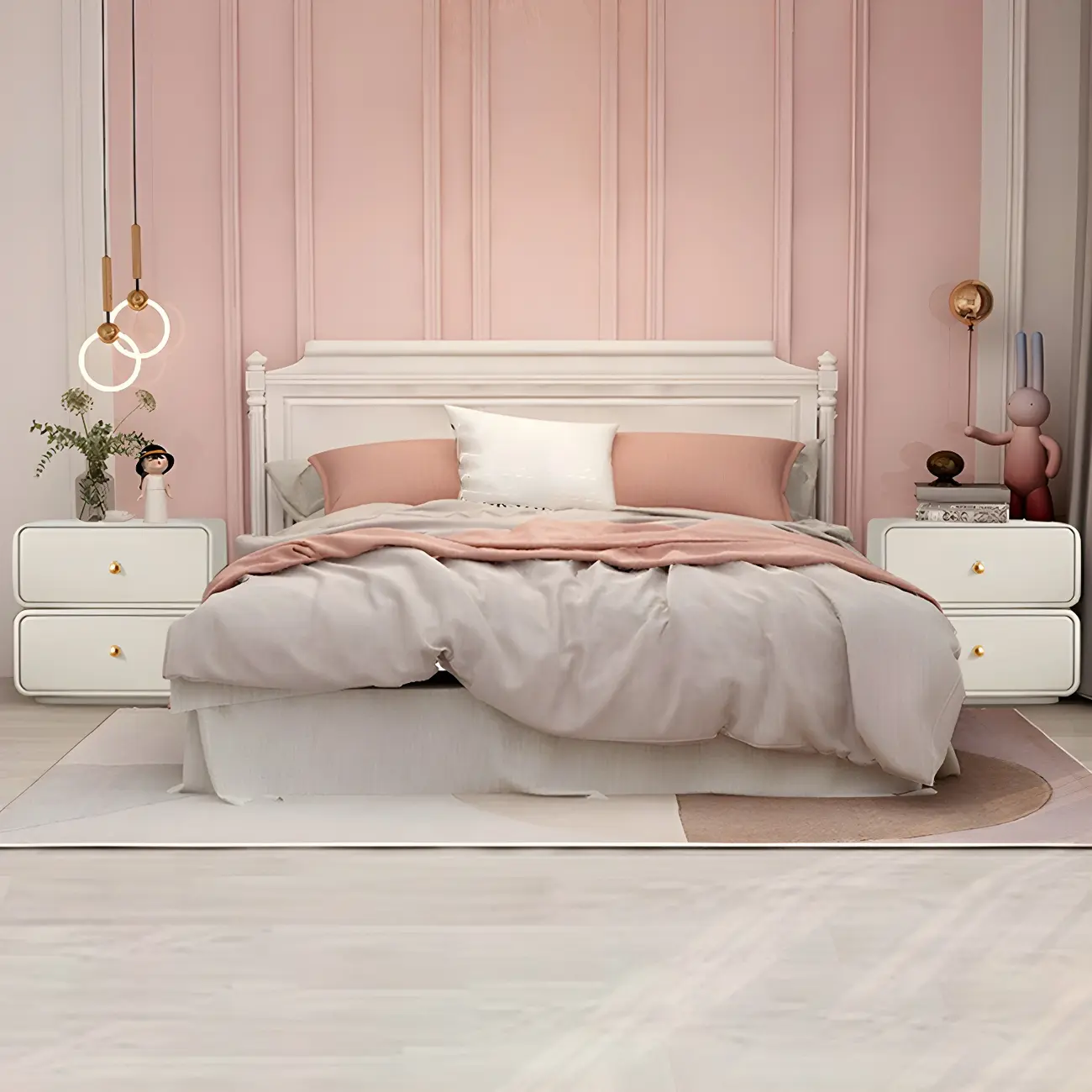 Modern White Faux Leather Rounded 2-Drawer Nightstand Image - 13 | homeyfad